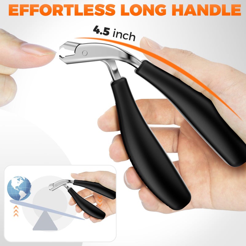 درمود مقص أظافر قدم برأس مائل للأظافر السميكة لكبار السن، مقص أظافر كبير مستقيم للرجال مع ماسك، مقص أظافر قدم شديد التحمل للأظافر السميكة بمقبض طويل مريح - Image 3